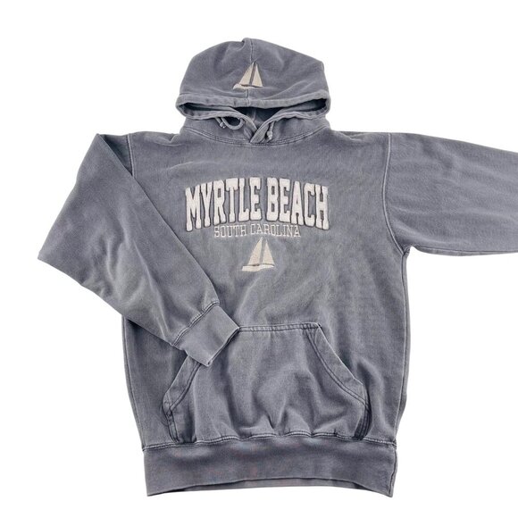 Myrtle Beach South Carolina U.S. Vintage Hoodie Sweatshirt Size 5 Gray Cotton Bl - Picture 1 of 5